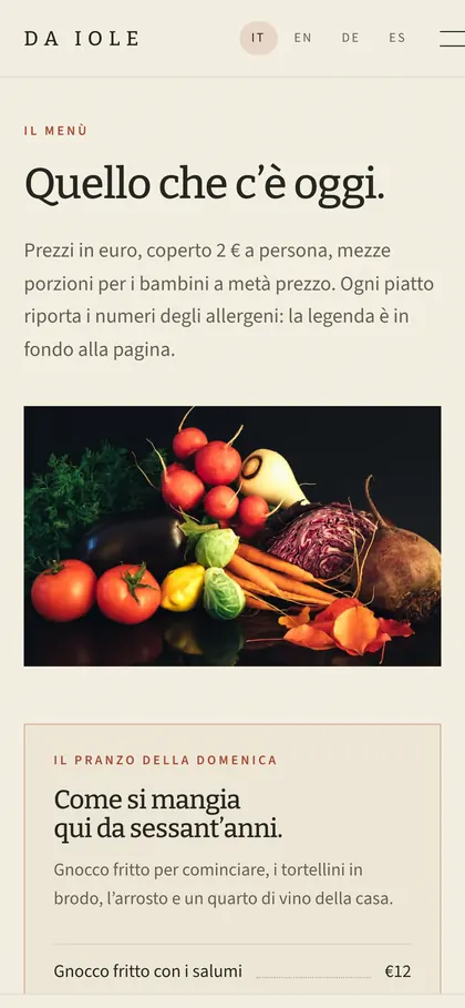 Trattoria da Iole: schermata Telefono