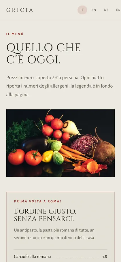 Gricia: schermata Telefono