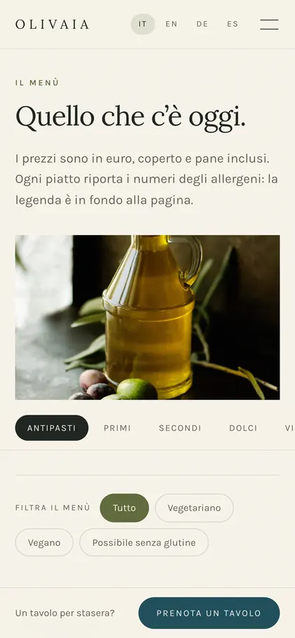 Olivaia: schermata Telefono