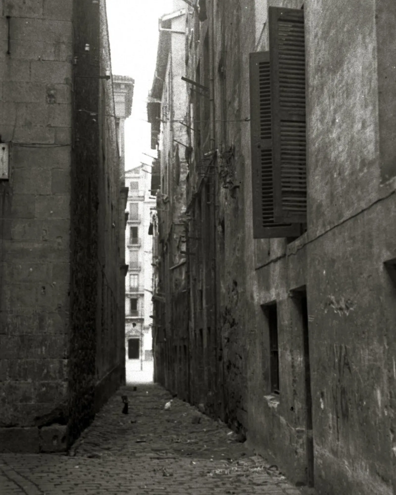 Una calle estrecha de la Parte Vieja entre edificios altos